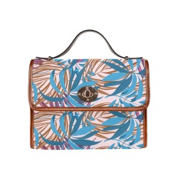 Tropical Teal and Brown Waterproof Canvas Bag-Brown (All Over Print) (Model 1641)