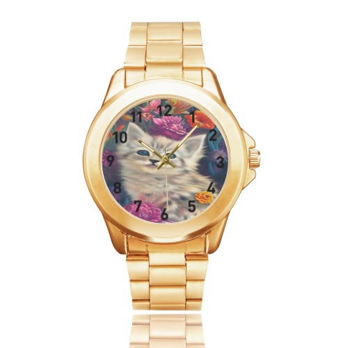 Cute Kittens 9 Custom Gilt Watch(Model 101)