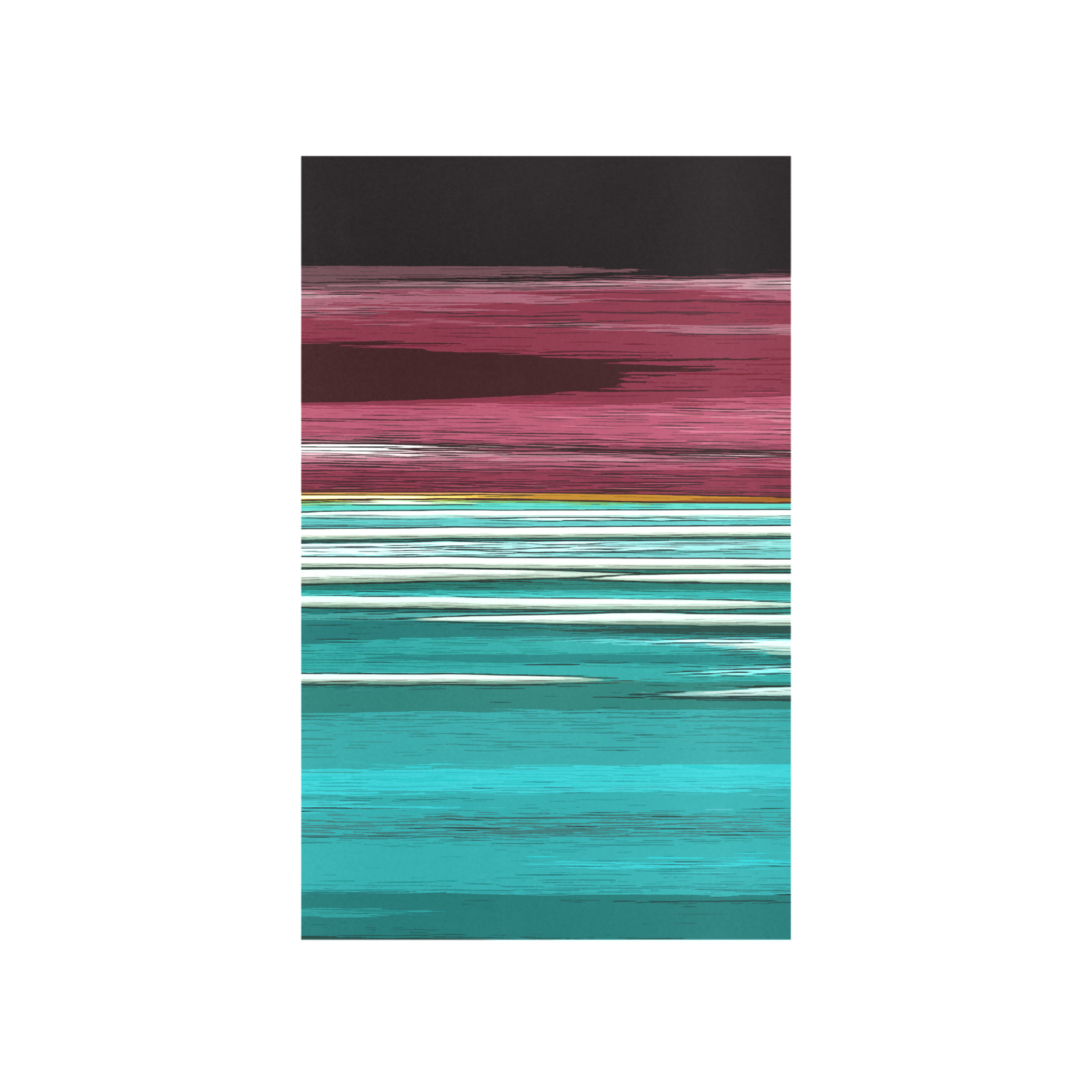 Abstract Red And Turquoise Horizontal Stripes Art Print 19‘’x28‘’