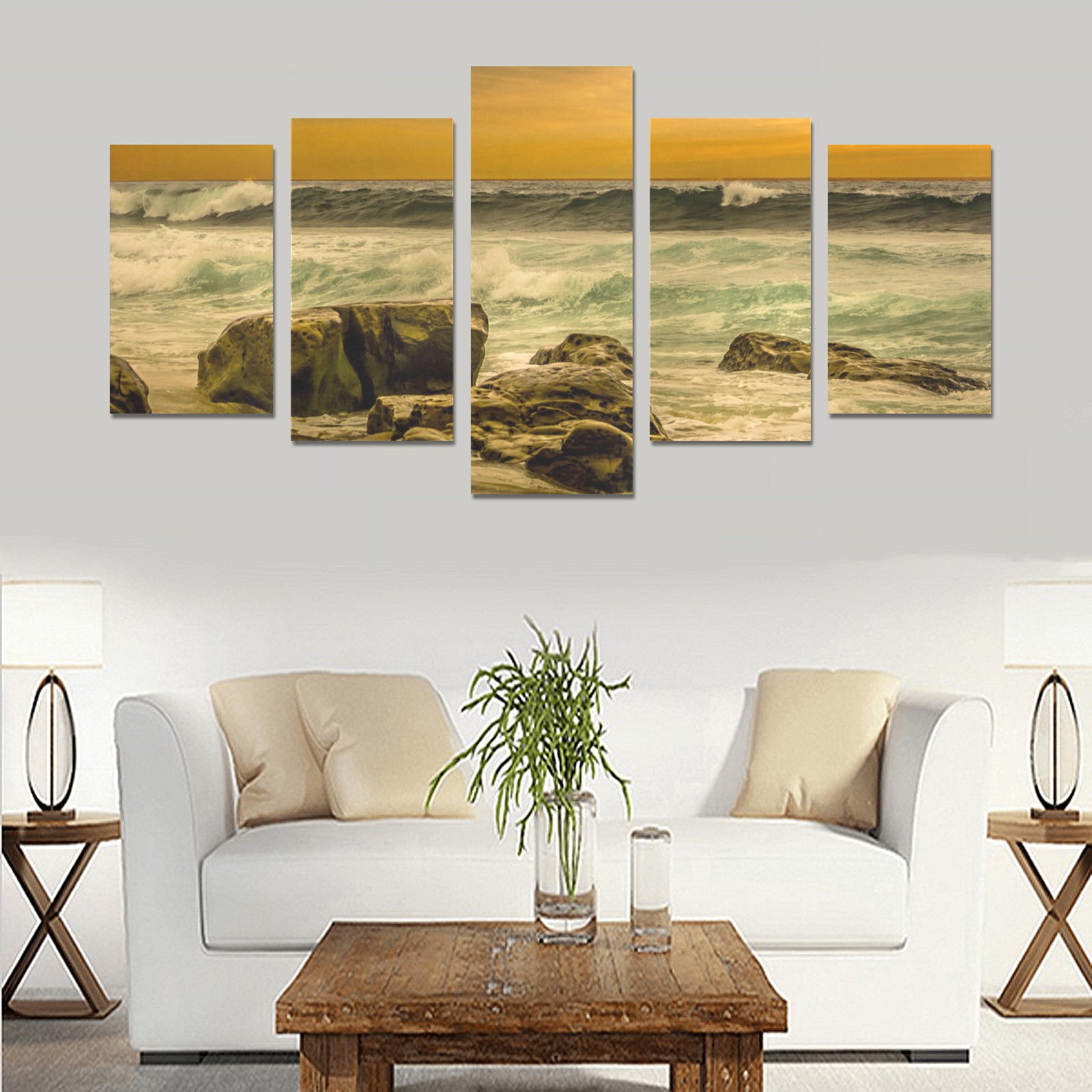 Salty Shorebreak Fine Art Seascapes Canvas Print Sets C (No Frame)
