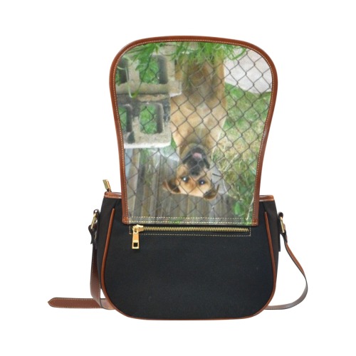A Smiling Dog Saddle Bag/Small (Model 1649)(Flap Customization)