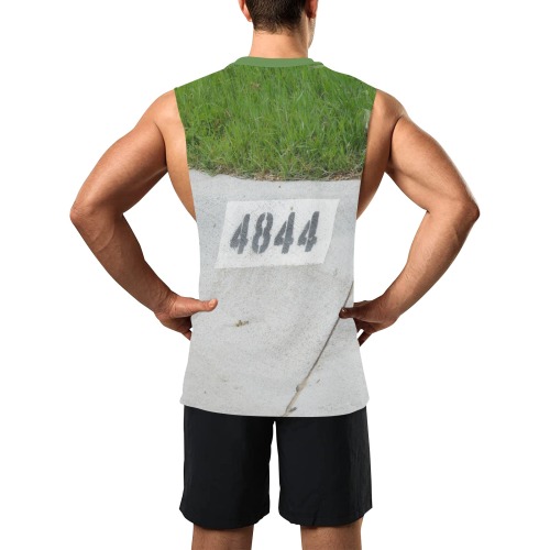 Street Number 4844 with Bright Green Collar Men's Open Sides Workout Tank Top (Model T72)