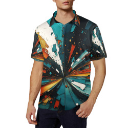 Abstract Blue And Orange 607 Men's All Over Print Polo Shirt (Model T55)