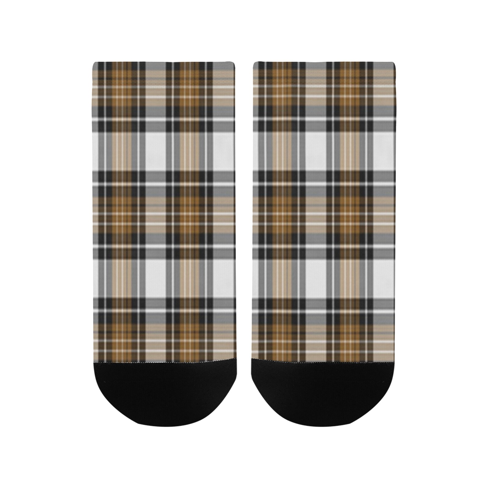 Brown Black Plaid Men's Ankle Socks