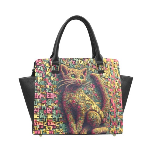 3D cat Rivet Shoulder Handbag (Model 1645)