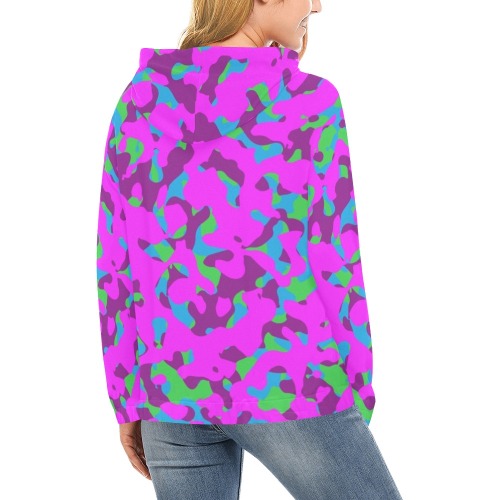 Camouflage colorful All Over Print Hoodie for Women (USA Size) (Model H13)