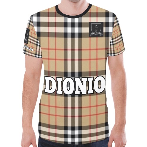 DIONIO Clothing - Plaid Brown, Black White Jersey(Big White Dionio Name & Logo) New All Over Print T-shirt for Men (Model T45)
