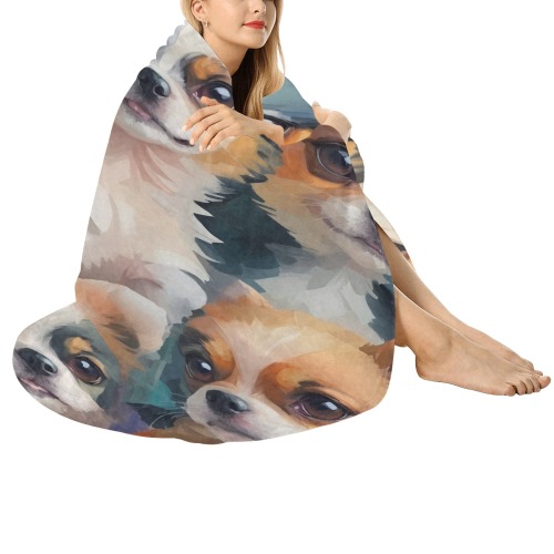 Cool irregular pattern of cute dog animals. Circular Ultra-Soft Micro Fleece Blanket 60"