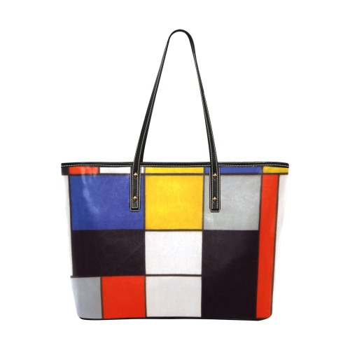 Composition A by Piet Mondrian Chic Leather Tote Bag (Model 1709)