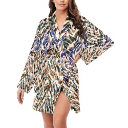 Wild animal skin -003S-7 Women's Long Sleeve Belted Night Robe
