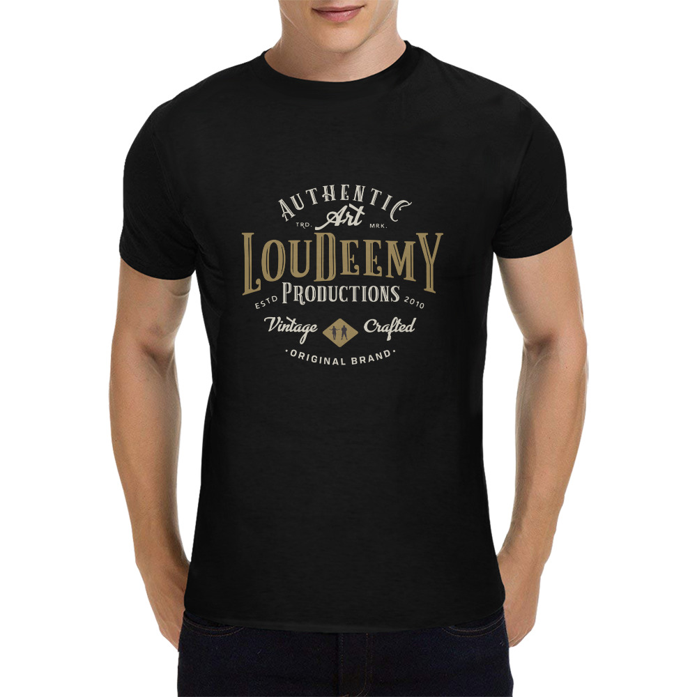 Vintage LouDeemY Badge Black Men's T-Shirt in USA Size (Front Printing Only)