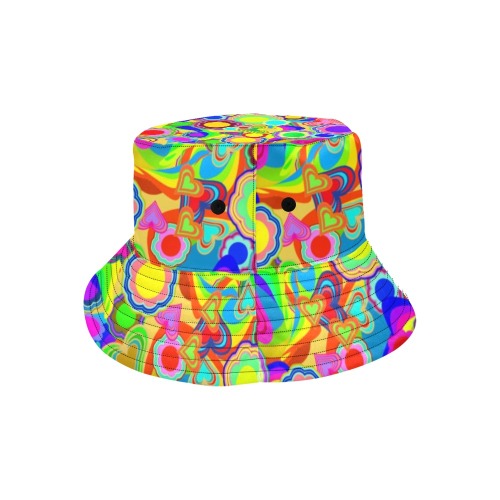 Groovy Hearts and Flowers All Over Print Bucket Hat for Men