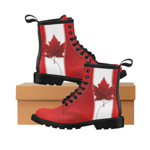 Canada Flag Boots Men's PU Leather Martin Boots (Model 402H)