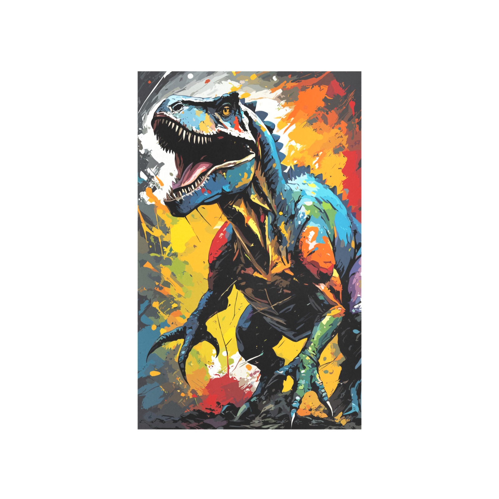 Cool dinosaur rex raptor, colorful fantasy art Art Print 19‘’x28‘’