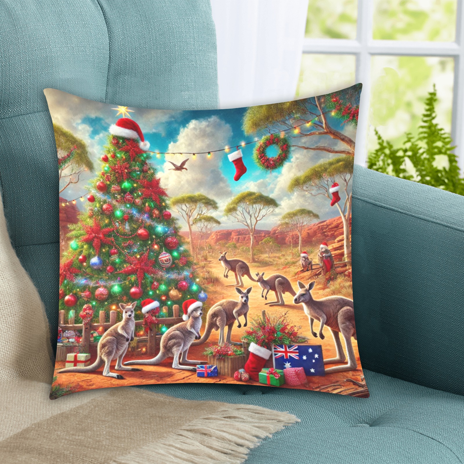 Outback Christmas Custom Zippered Pillow Cases 18"x18" (Two Sides)