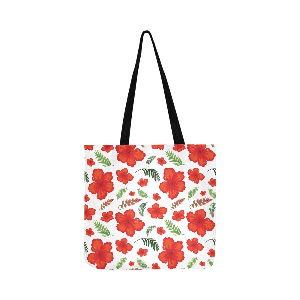 Tropical leaves and red flowers pattern Reusable Shopping Bag Model 1660 (Two sides)