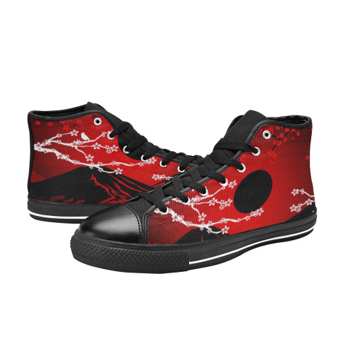 Red Blossom Women's Classic High Top Canvas Shoes (Model 017)
