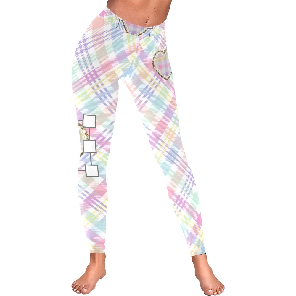 rainbowplaidleggings Women's Low Rise Leggings (Invisible Stitch) (Model L05)