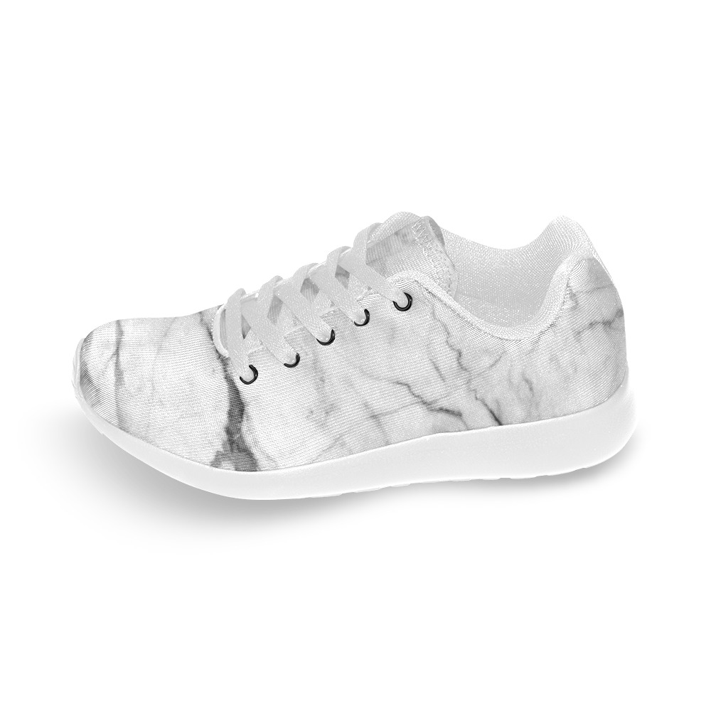 White gray marble texture Women’s Running Shoes (Model 020)