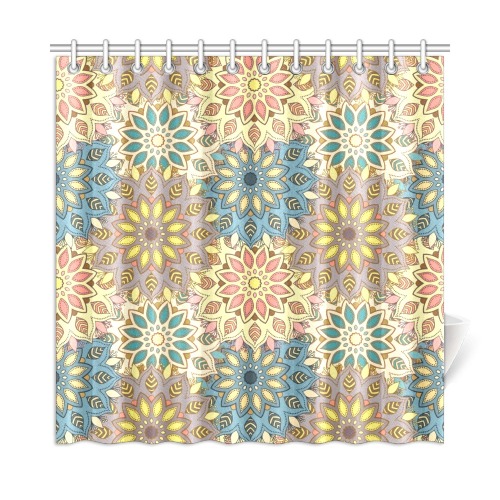 Elegant Pastel Mandala Floral Shower Curtain 72"x72"