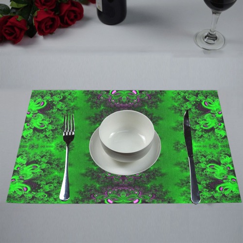 Early Summer Green Frost Fractal Placemat 12’’ x 18’’ (Set of 6)