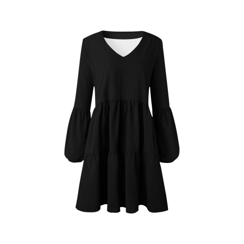 Black V-Neck Loose Fit Dress (Model D62)