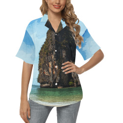 Phra-Nang Krabi Thailand All Over Print Hawaiian Shirt for Women (Model T58)