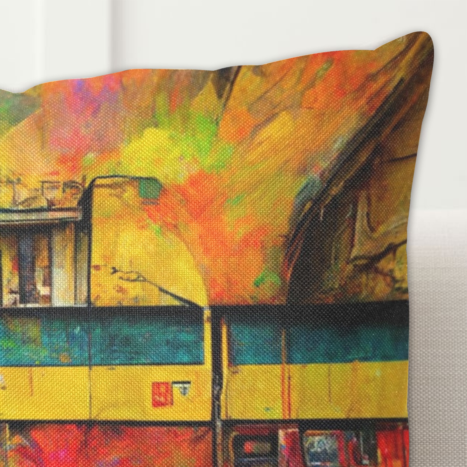 graffiti style train Linen Zippered Pillowcase 18"x18"(One Side&Pack of 2)