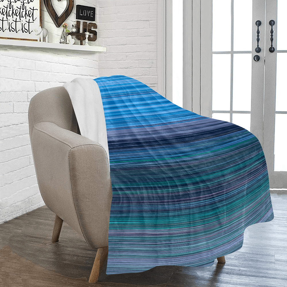 Abstract Blue Horizontal Stripes Ultra-Soft Micro Fleece Blanket 43"x56"