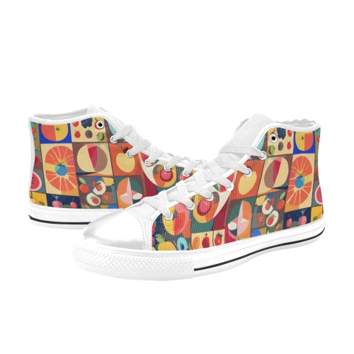Funny pop art of colorful fantasy fruits. Women's Classic High Top Canvas Shoes (Model 017)