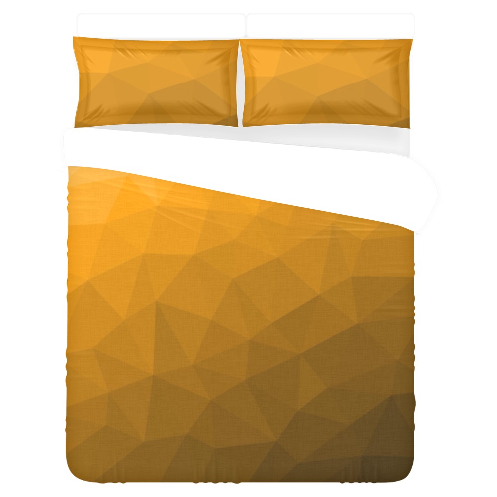 Orange gradient geometric mesh pattern 3-Piece Bedding Set