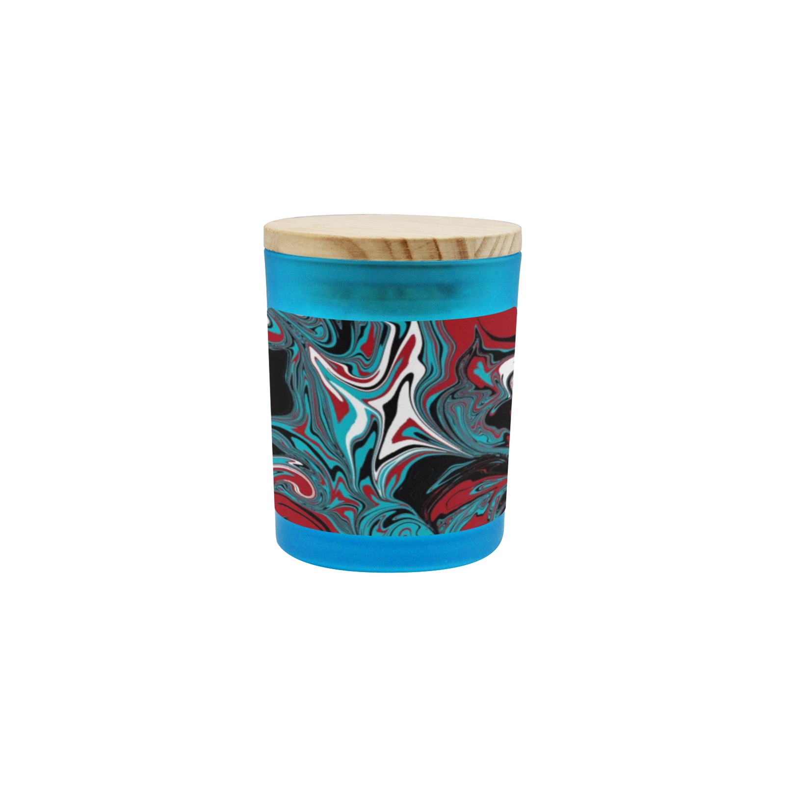 Dark Wave of Colors Blue Glass Candle Cup (Wood Sage & Sea Salt)