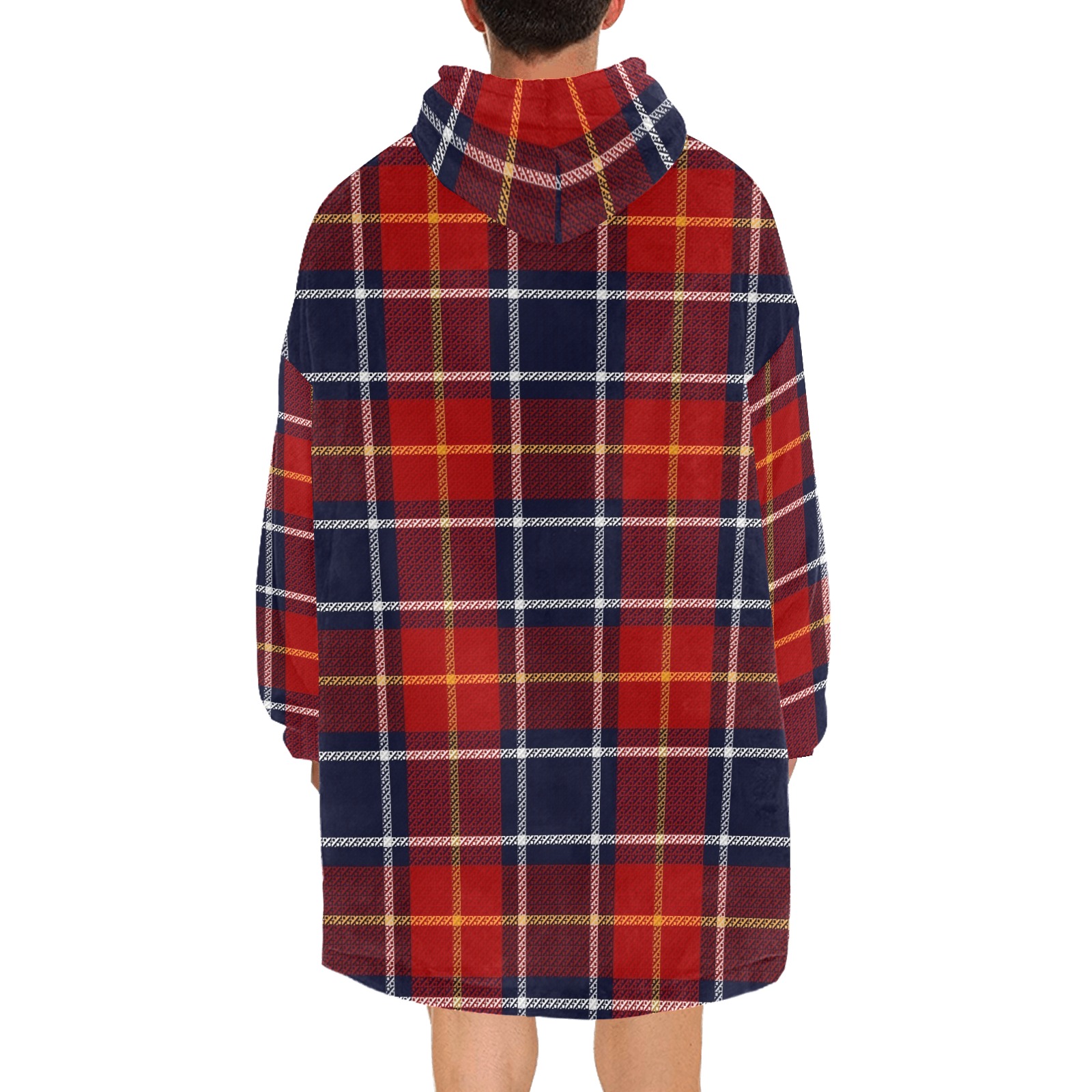 Red Tartan Plaid Blanket Hoodie for Men