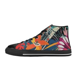 Stylish tropical plants. Colorful boho art. Men’s Classic High Top Canvas Shoes (Model 017)