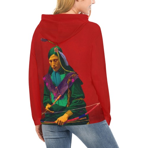 Native American Cherokee Pop Art All Over Print Hoodie for Women (USA Size) (Model H13)