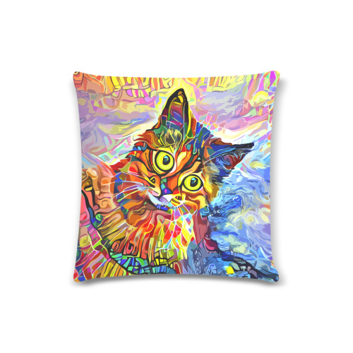 Abstract Cat Face Artistic Pet Portrait Painting Custom Zippered Pillow Case 16"x16" (one side)