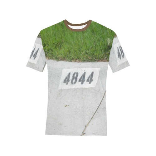 Street Number 4844 with brown collar Men's All Over Print T-Shirt (Solid Color Neck) (Model T63)