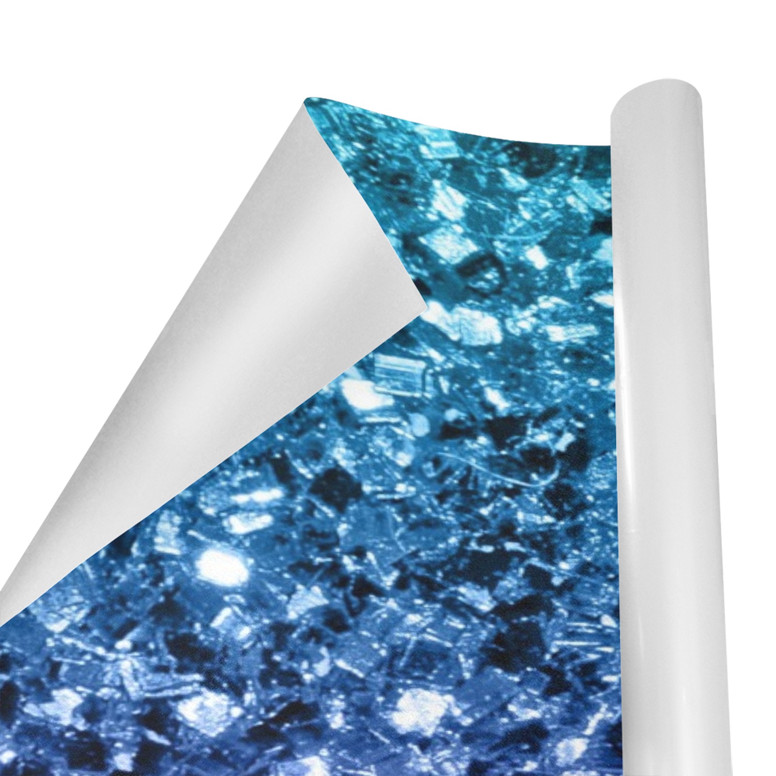 Aqua blue ombre faux glitter sparkles Gift Wrapping Paper 58"x 23" (1 Roll)