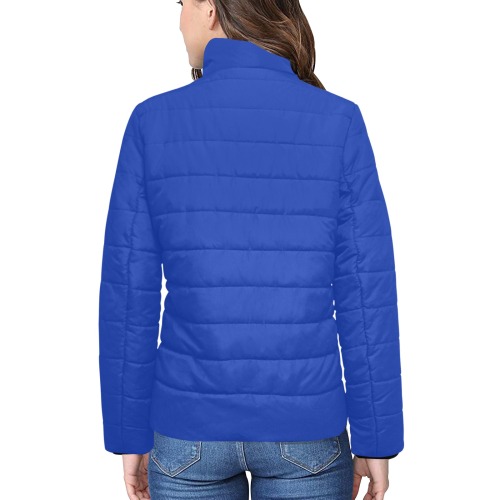 color Egyptian blue Women's Stand Collar Padded Jacket (Model H41)