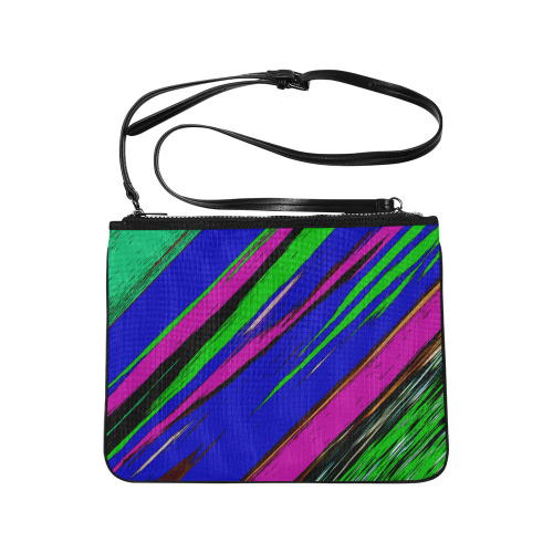 Diagonal Green Blue Purple And Black Abstract Art Slim Clutch Bag (Model 1668)