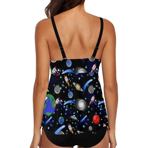 Galaxy Universe Chest Drawstring Swim Dress (Model S30)