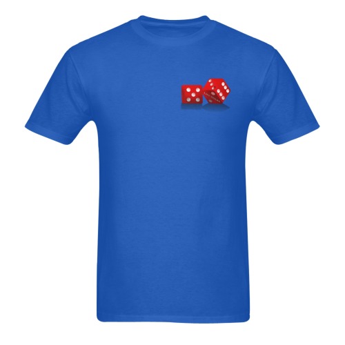 Las Vegas Dice on Blue Men's Heavy Cotton T-Shirt (Two Side Printing)