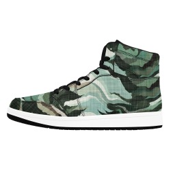 Camo brushstrokes green 0C Men's High Top Sneakers (Model 20042)