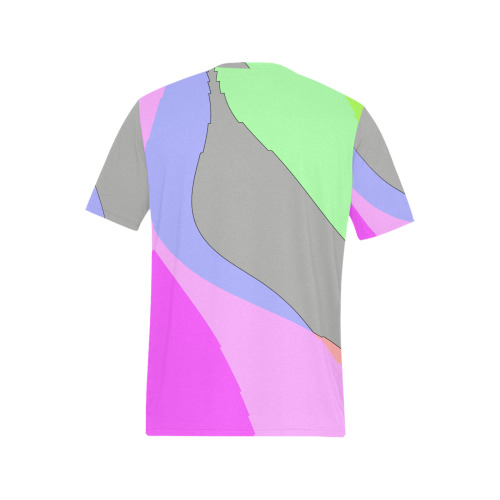 Abstract 703 - Retro Groovy Pink And Green Men's All Over Print T-Shirt (Random Design Neck) (Model T63)