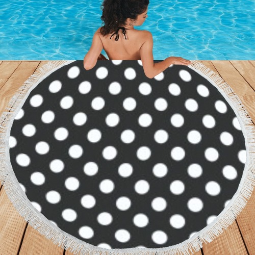 polka dot round beach towel Circular Beach Shawl 59"x 59"