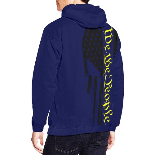 PunisherJeepHoodie2Navyyelow All Over Print Hoodie for Men (USA Size) (Model H13)