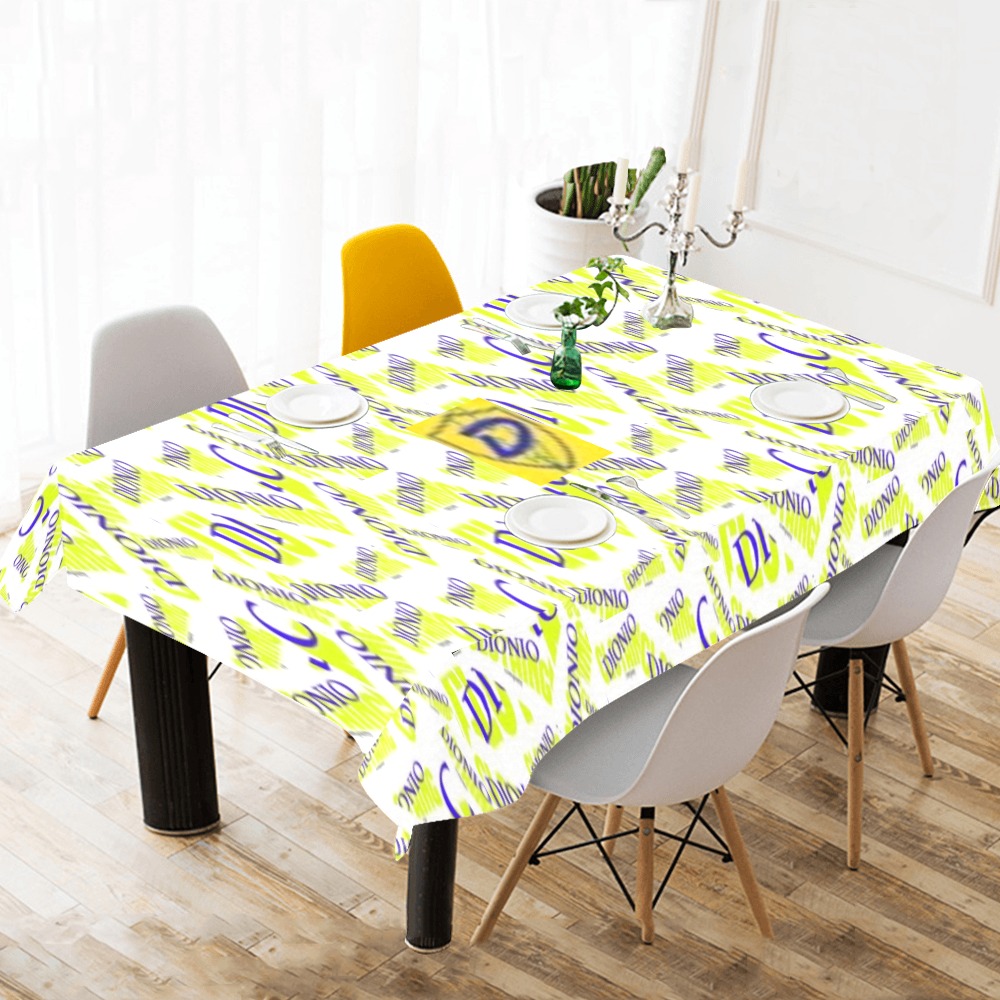 DIONIO Clothing - Cotton Linen Tablecloth 60 X 120 (Company White, Blue & Yellow Logo) Cotton Linen Tablecloth 60"x120"