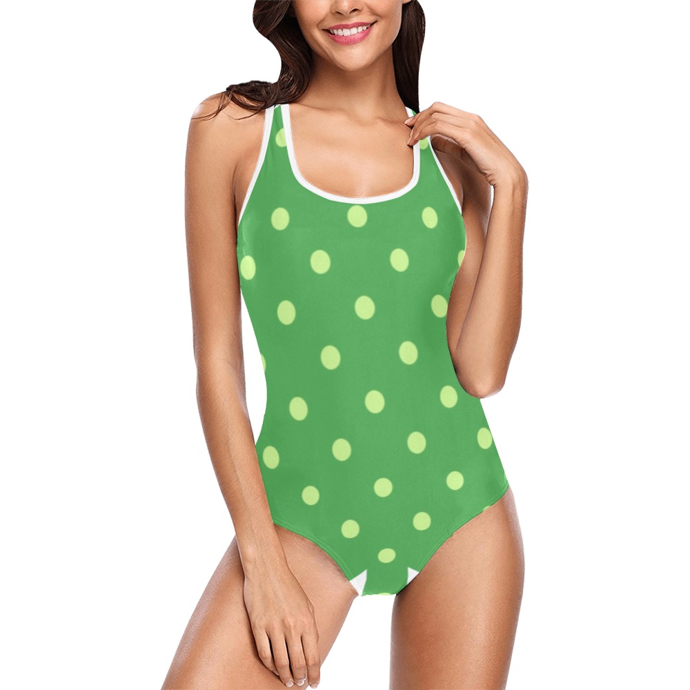 Dot Clover Vest One Piece Swimsuit (Model S04)