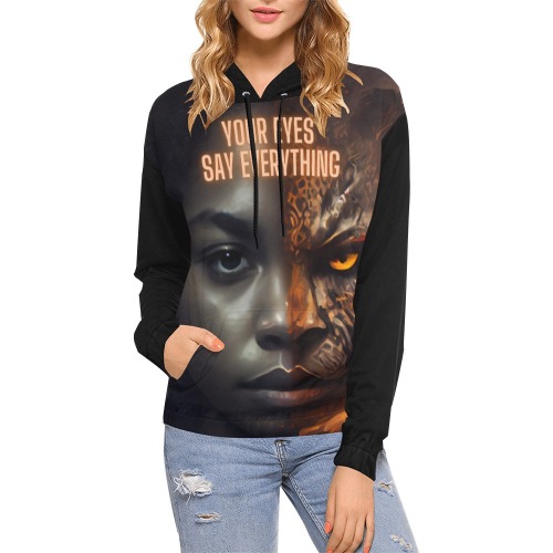 Your Eyes Say Everything All Over Print Hoodie for Women (USA Size) (Model H13)