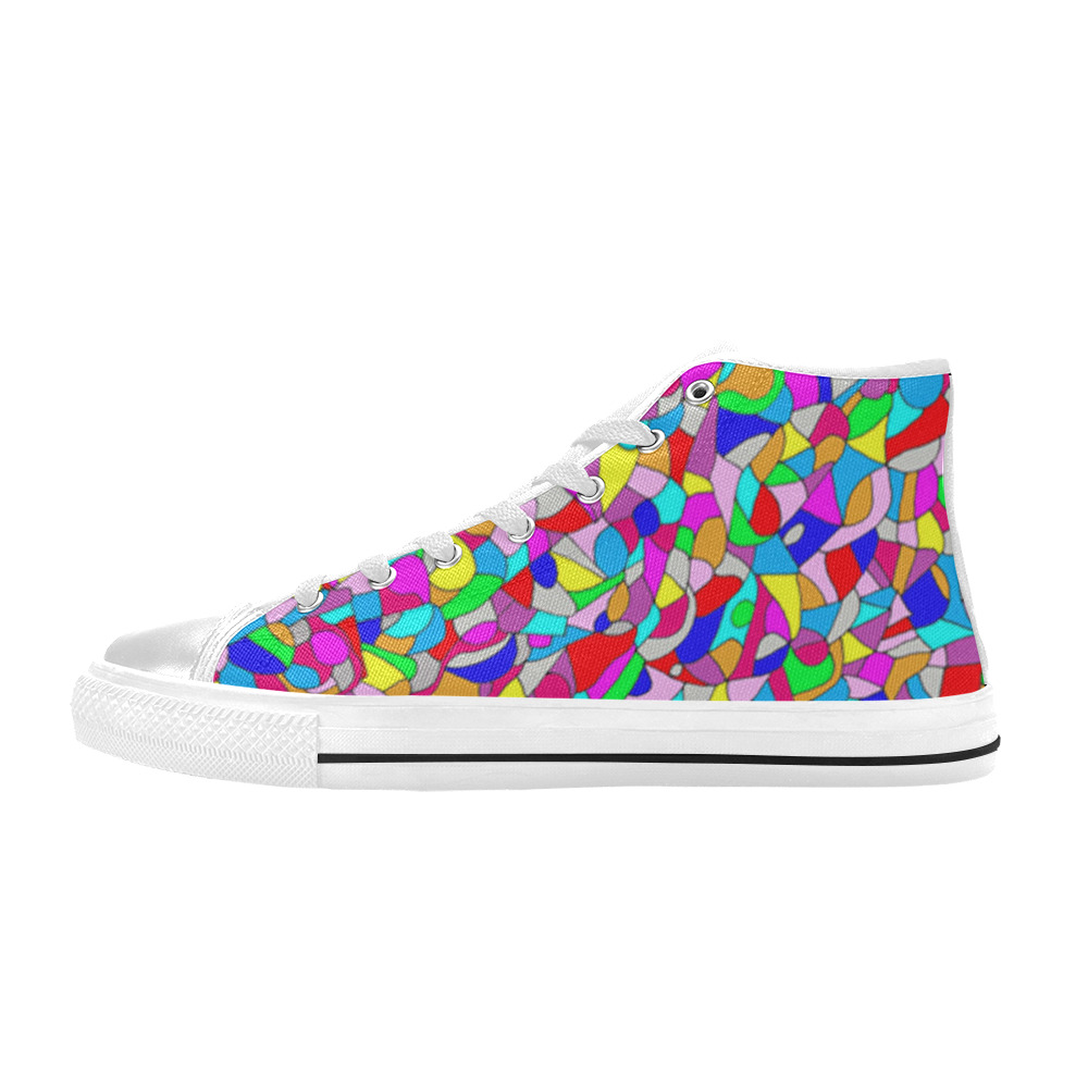 Abstract pebbles on a Beach High Top Canvas Shoes for Kid (Model 017)